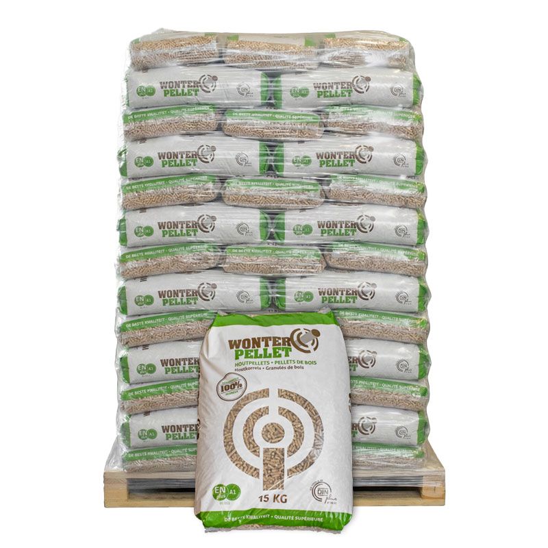 Demi-Palette de Granulés de Bois Premium Wonterspan – 65 Sacs de 15 kg (975 kg)