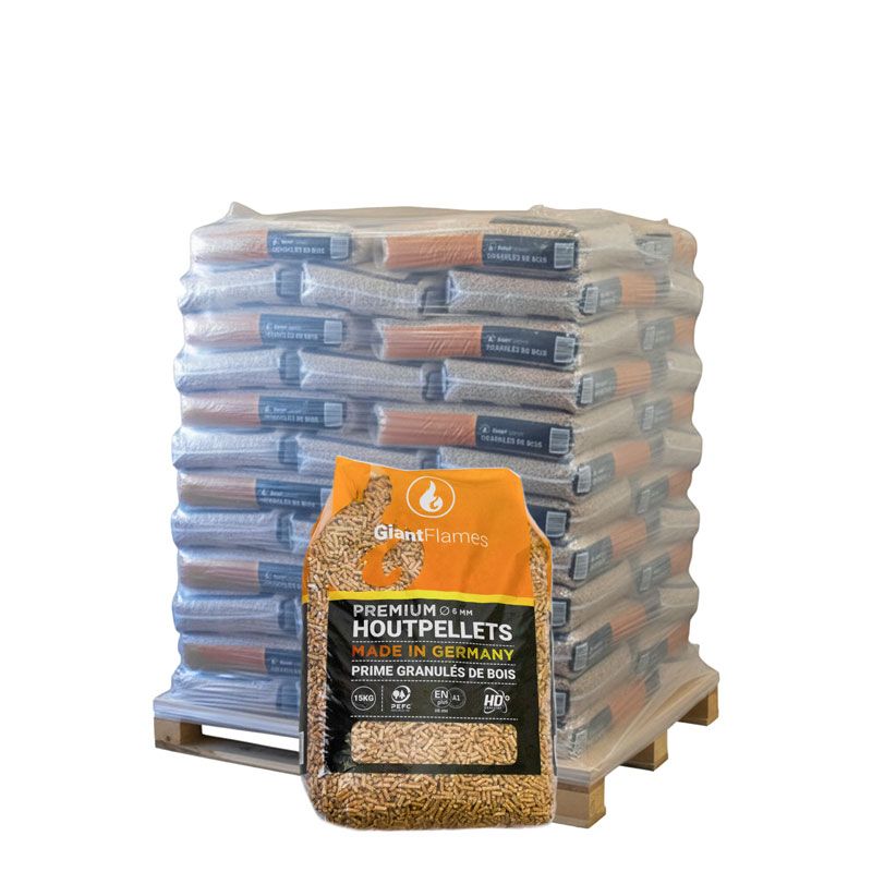 Granulés de Bois Giant Flames – Demi-Palette – 35 Sacs de 15 kg (525 kg)