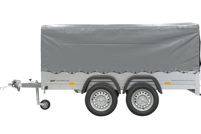 REMORQUE DOUBLE ESSIEUX UNITRAILER 264/2 KIPP AVEC ROUE JOCKEY, ARCEAU ET bâche GRISE – Image 10
