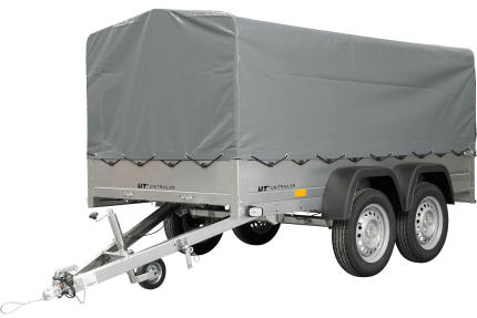 REMORQUE DOUBLE ESSIEUX UNITRAILER 264/2 KIPP AVEC ROUE JOCKEY, ARCEAU ET bâche GRISE