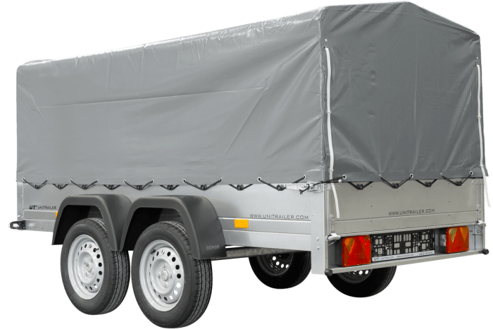 REMORQUE DOUBLE ESSIEUX UNITRAILER 264/2 KIPP AVEC ROUE JOCKEY, ARCEAU ET bâche GRISE – Image 12