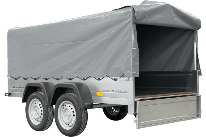 REMORQUE DOUBLE ESSIEUX UNITRAILER 264/2 KIPP AVEC ROUE JOCKEY, ARCEAU ET bâche GRISE – Image 14