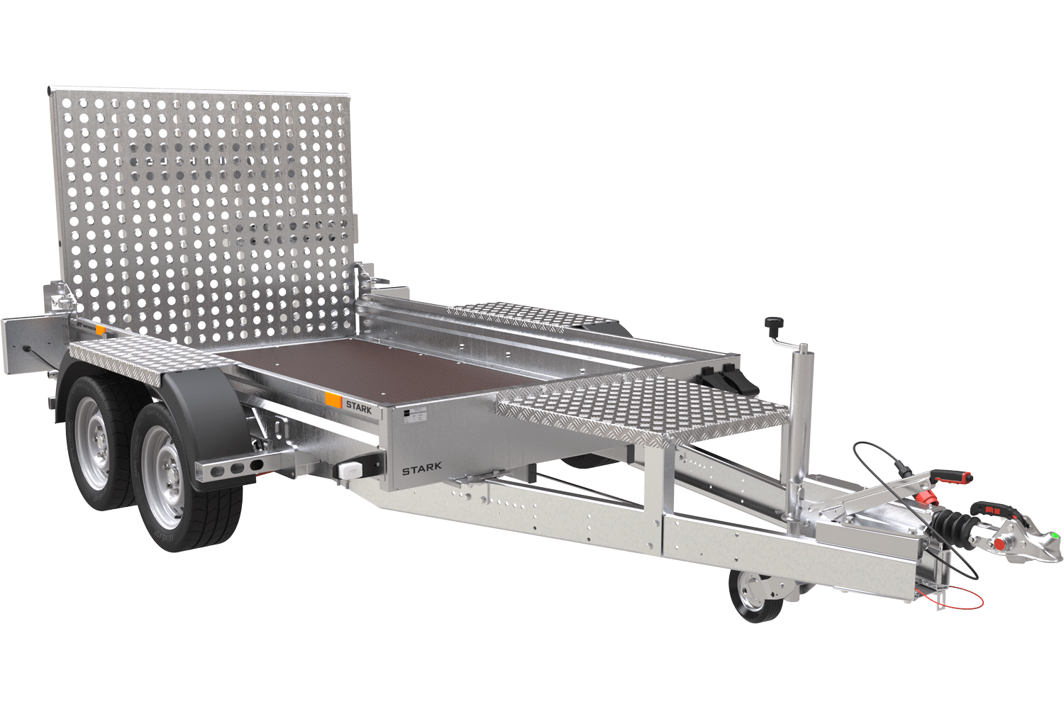 Remorque de chantier pour le transport d’une mini pelle – UNITRAILER STARK 3 260
