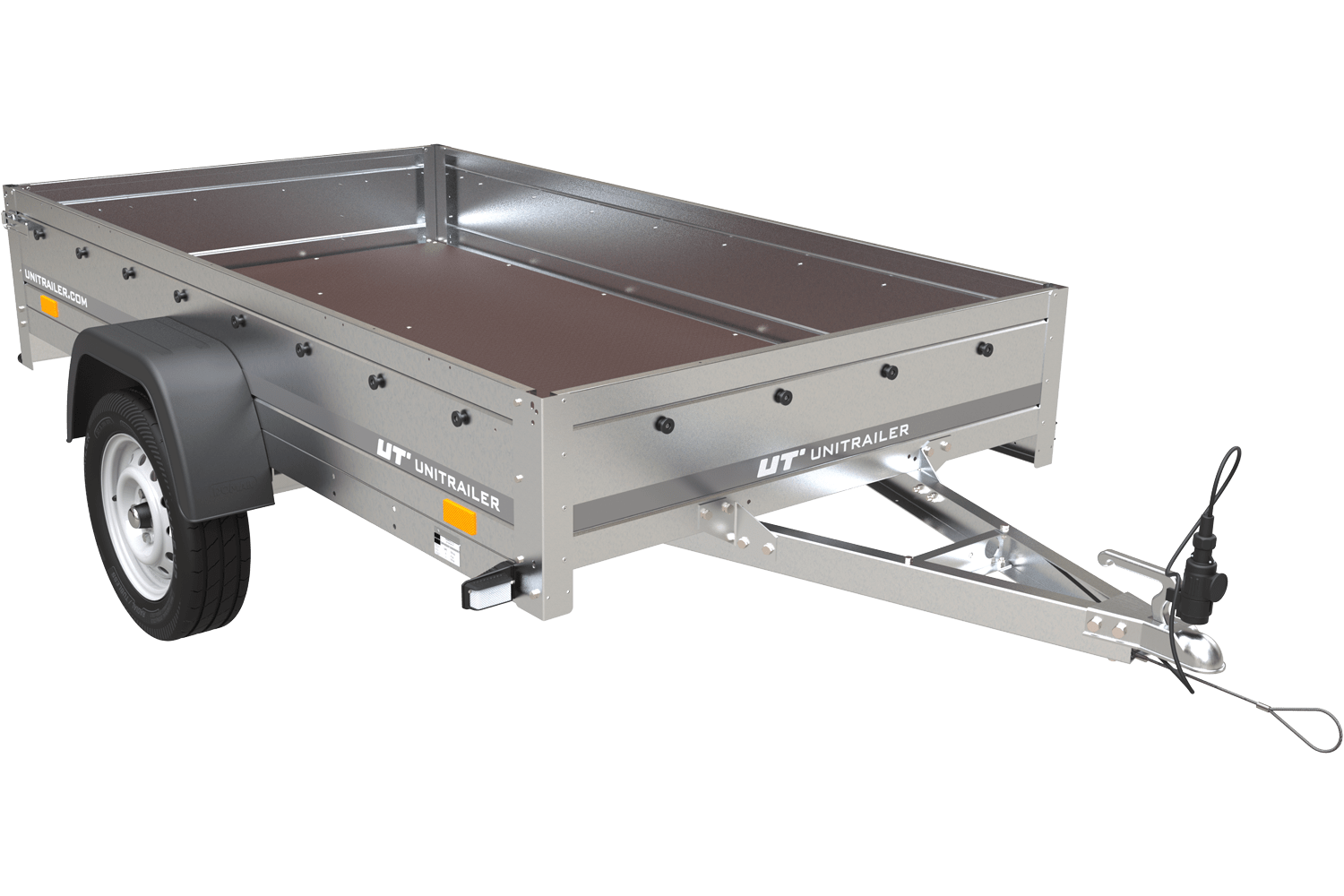 Remorque voiture simple essieu Unitrailer Garden Trailer 230 x 125 cm avec timon fixe 500/750 kg